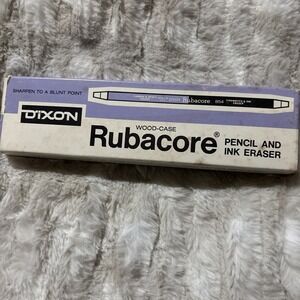 Vintage NOS Box of 12 DIXON Rubacore No.854 WOOD-CASE PENCIL & INK ERASER C Pics